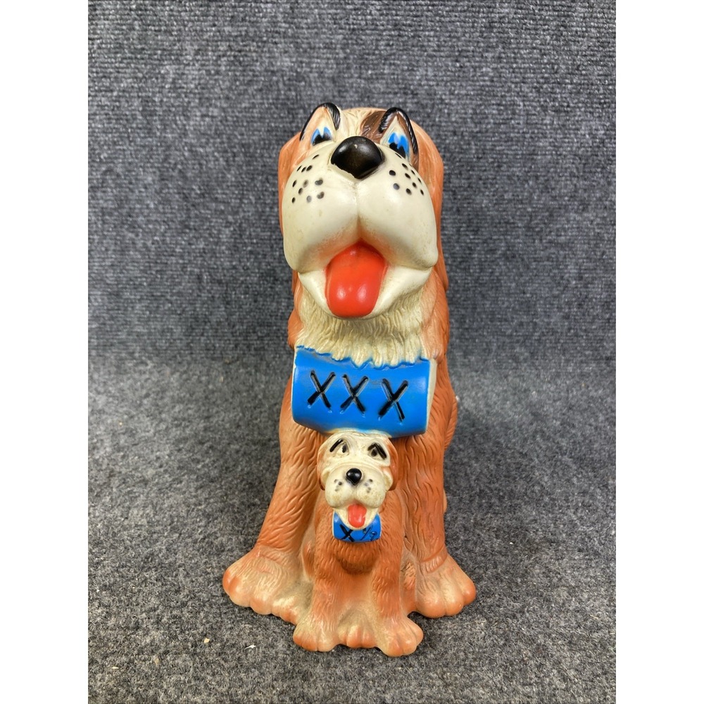 Vintage Banker Systems Saint Bernard Dogs Piggy Bank  Coin Bank  w/ Stopper